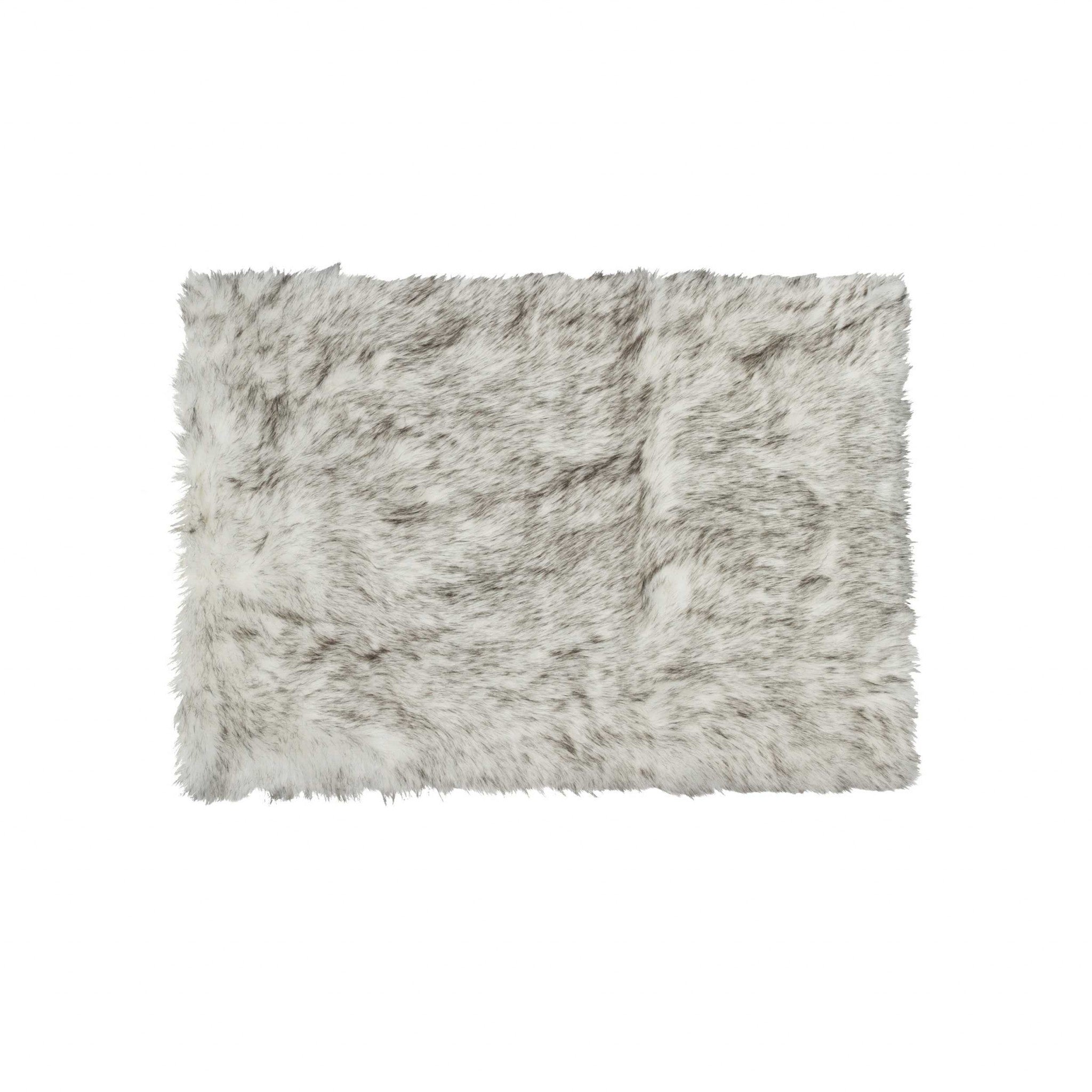 3' X 5' Gray Faux Fur Area Rug